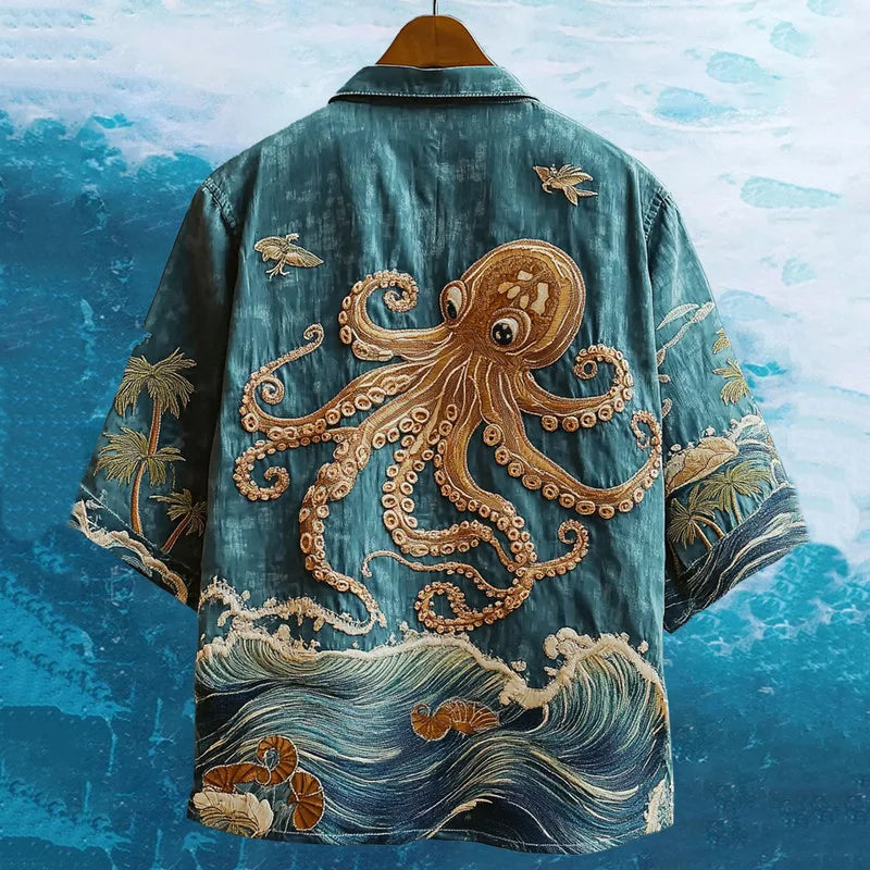 Tropical Octopus Paradise Hawaiian Shirt – Beach Casual Printed Men’s Shirt by ShopsyKart