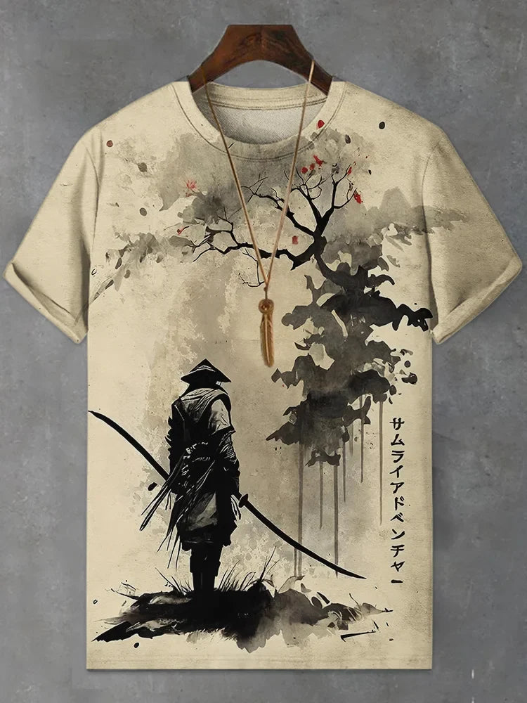 Samurai Warrior Ink Art T-Shirt | Japanese Brush Style Tee – Urbantrenz
