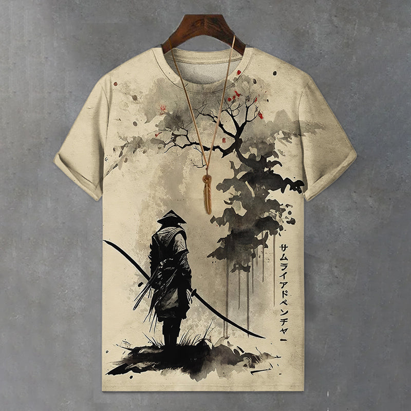 Samurai Warrior Ink Art T-Shirt | Japanese Brush Style Tee – Urbantrenz