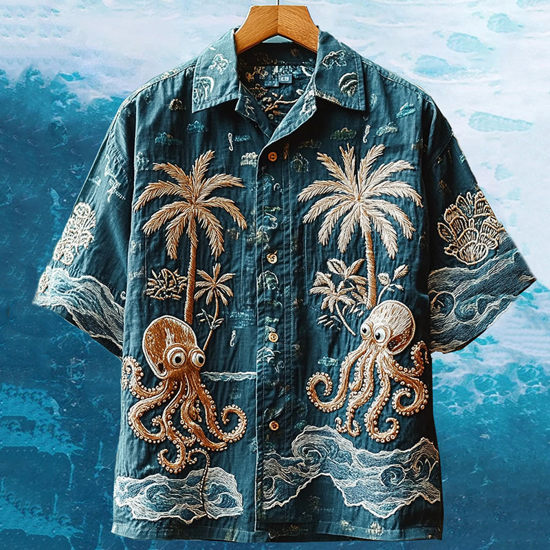 Tropical Octopus Paradise Hawaiian Shirt – Beach Casual Printed Men’s Shirt by ShopsyKart
